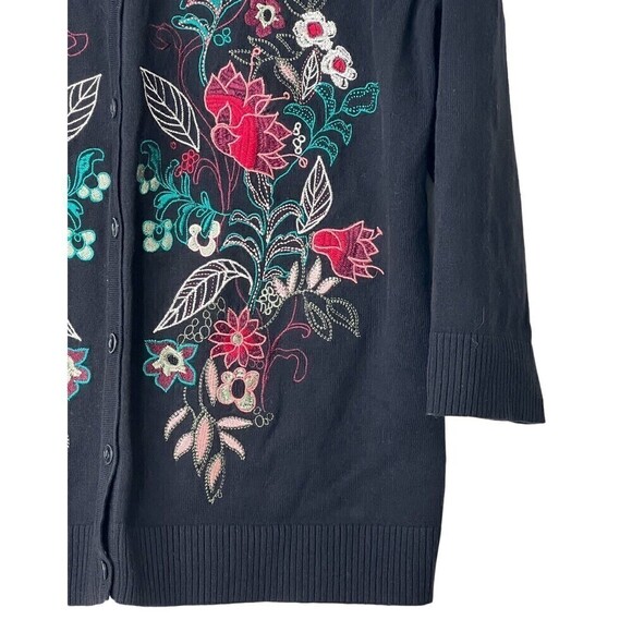🔥 Christopher & Banks Hand Embroidered Cardigan Sweater Buttons Size M Med - Picture 4 of 9